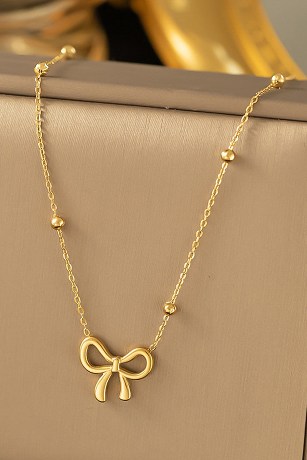 Bowknot Pendant Gold Plated Necklace