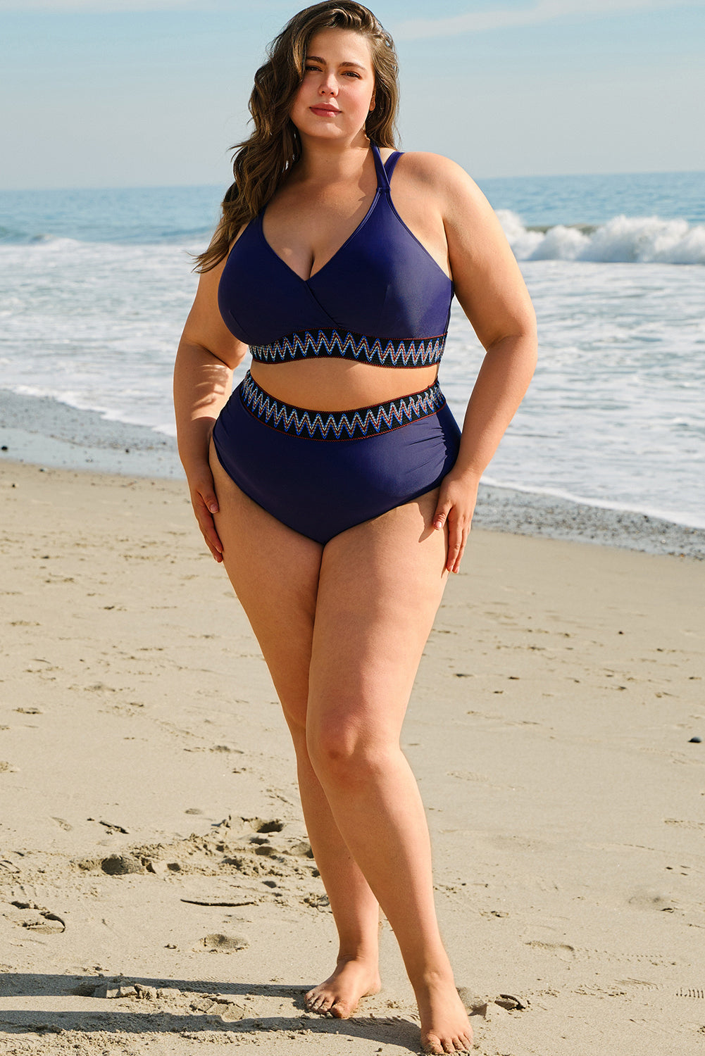 Navy Blue Embroidered Bikini