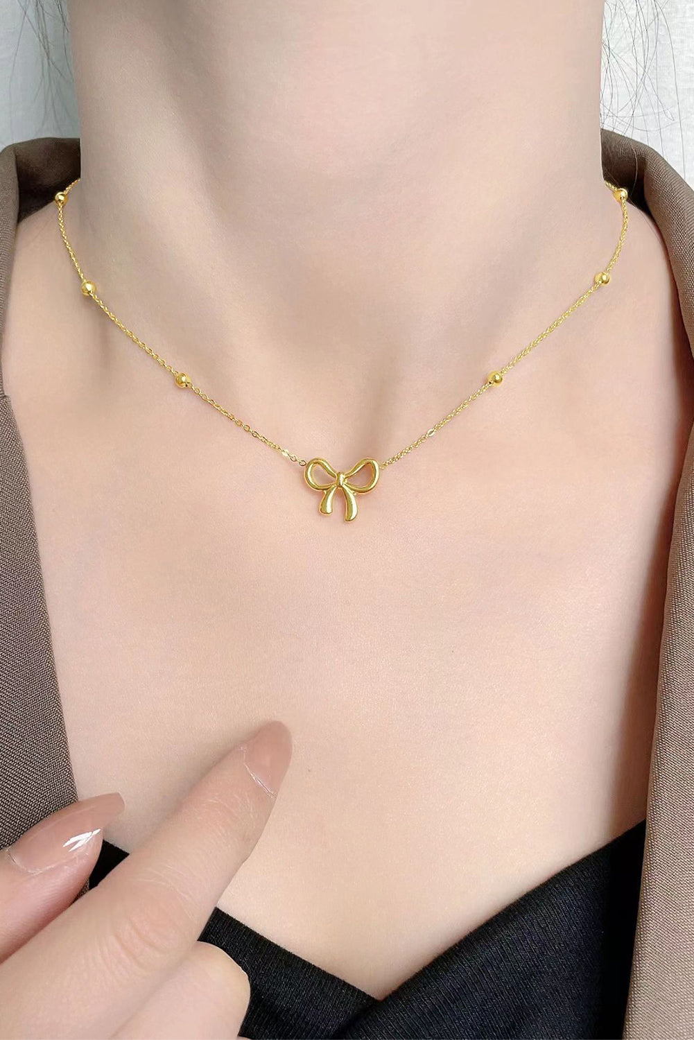 Bowknot Pendant Gold Plated Necklace