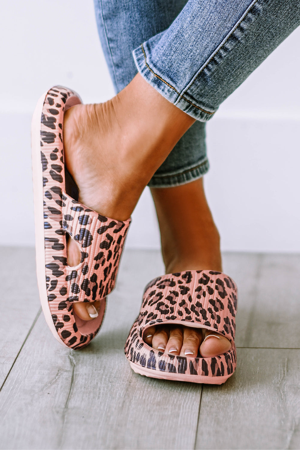 Pink Leopard Print Slippers
