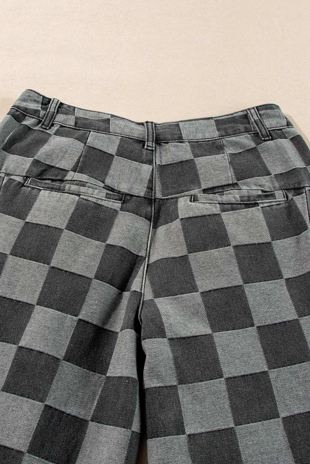 Dark Grey Checkered Denim Jeans
