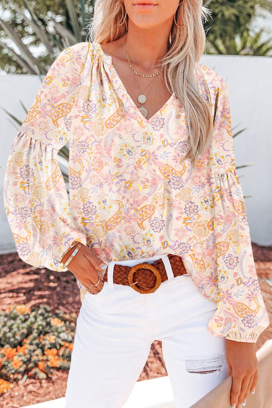 Apricot Floral Lose Fit Top
