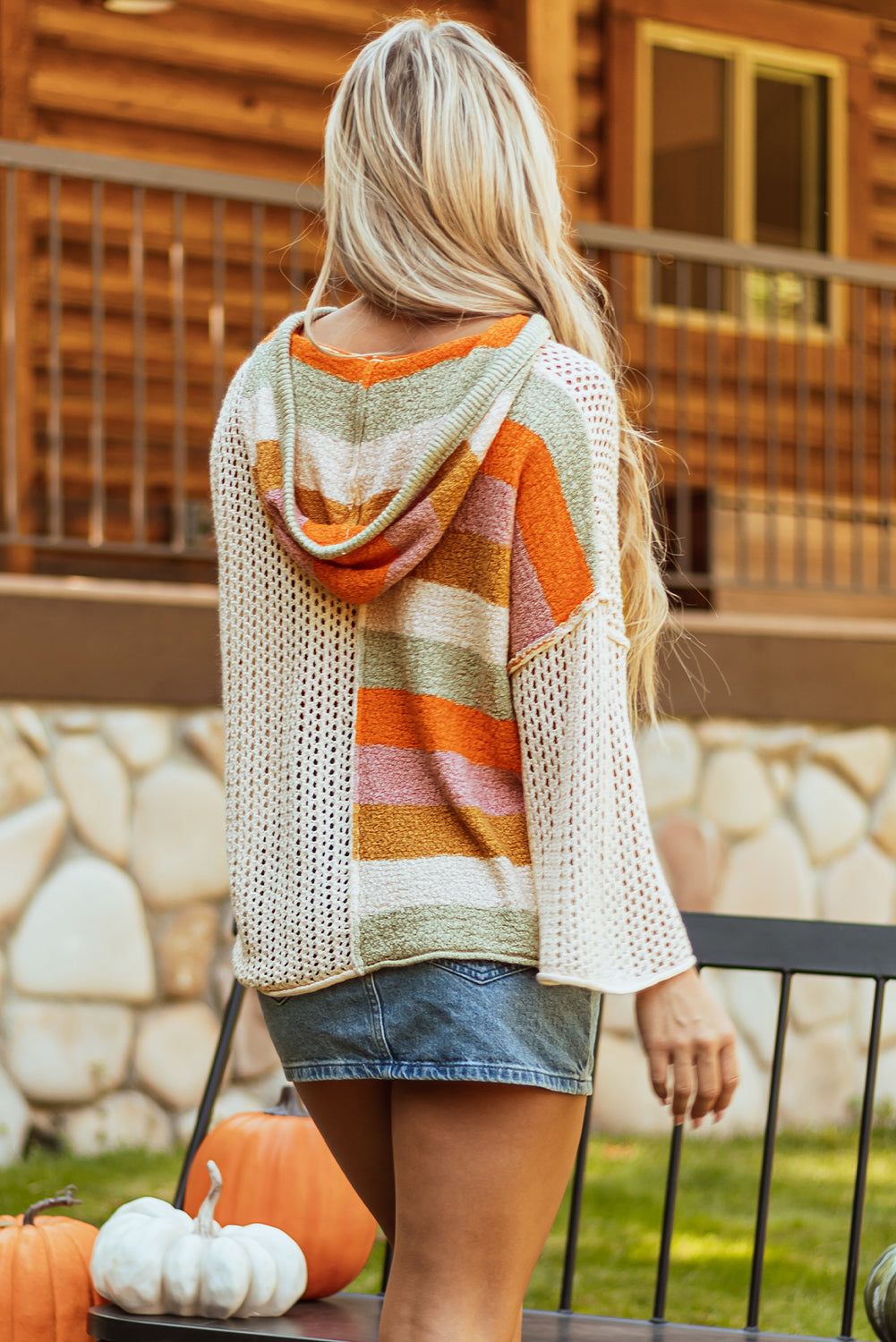 Oversized Beige Hooded Sweater
