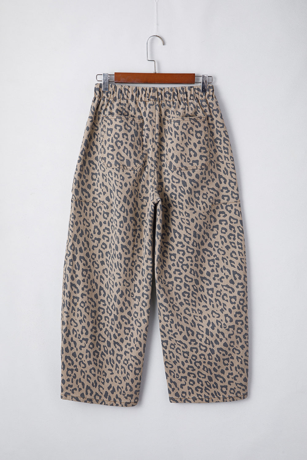 Khaki Leopard Printed Drawstring Jeans
