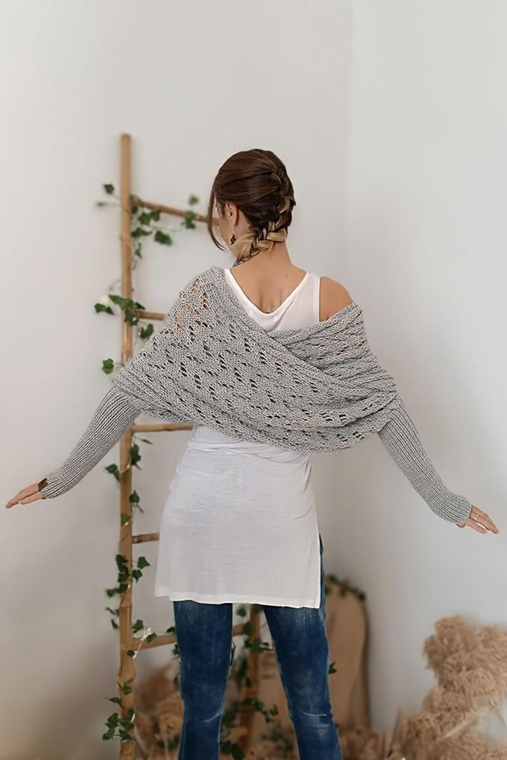 Knit Scarf with Sleeves