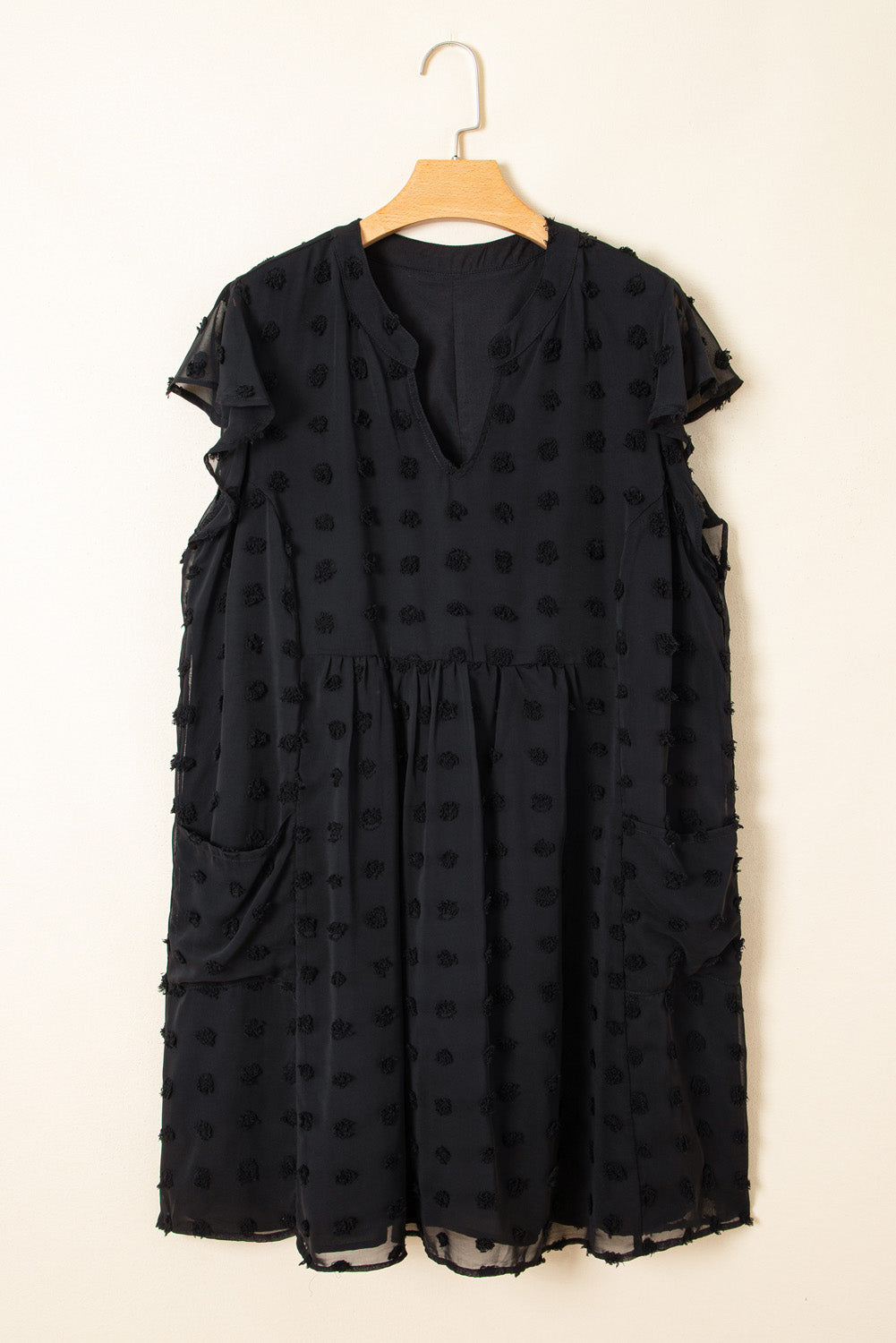 Black Dotty Ruffled Dress