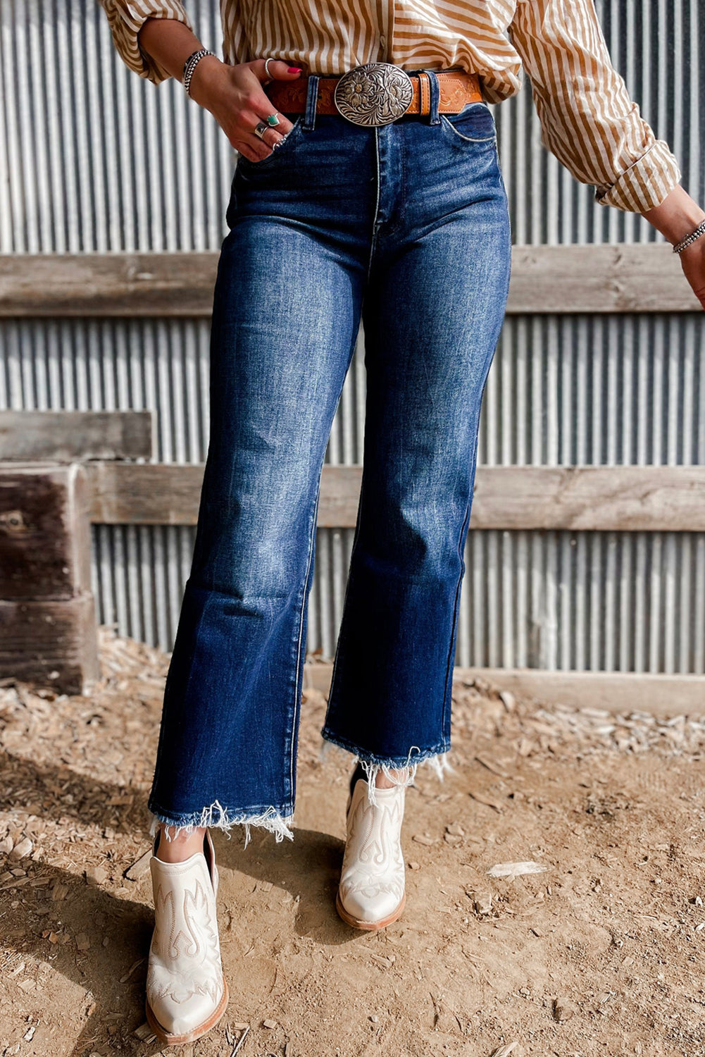 Sail Blue Mineral Wash Flared Jeans