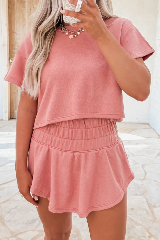 Blossom Cropped Tee and Ruffle Skort Combo