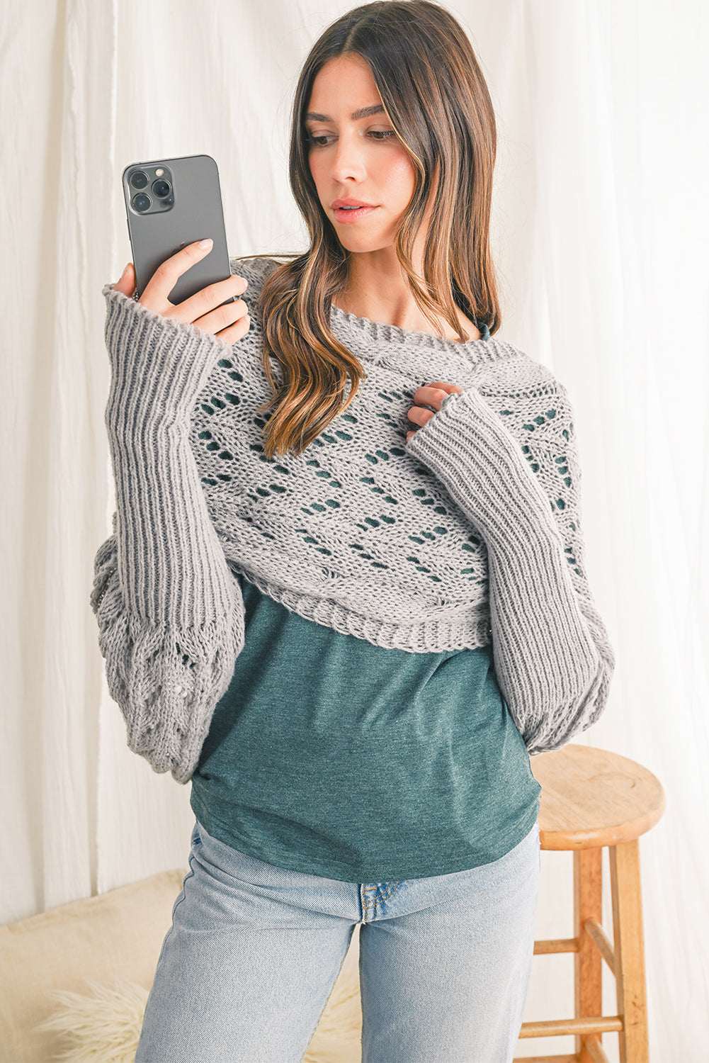 Knit Scarf with Sleeves