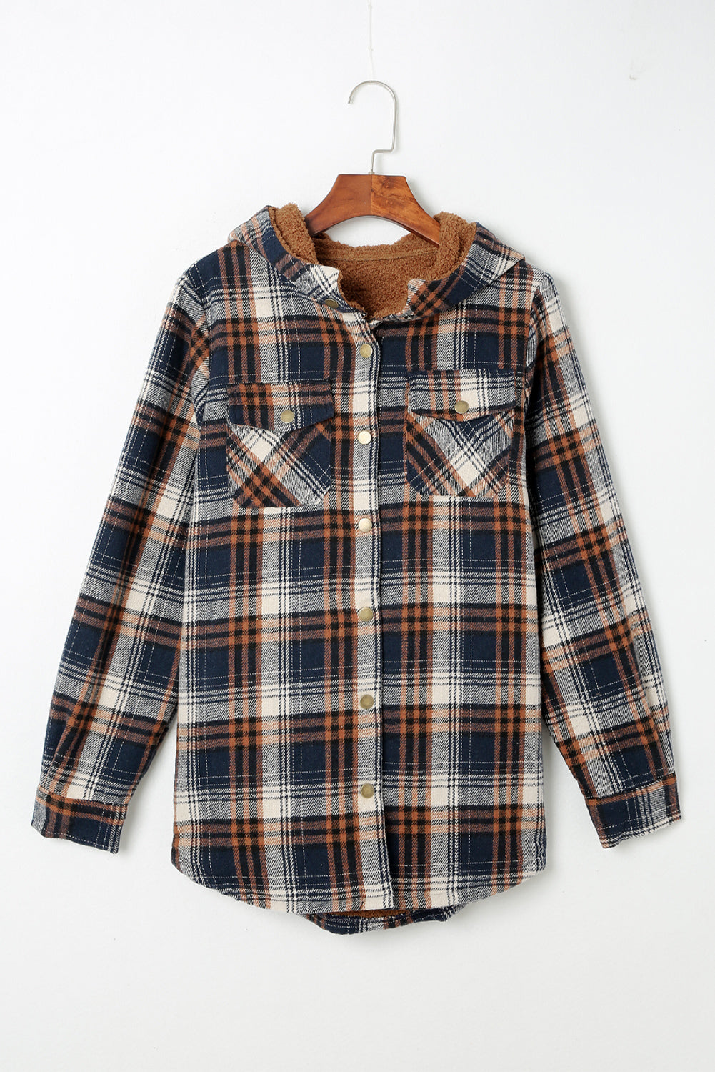 Plaid Sherpa Lined Hooded Jacket