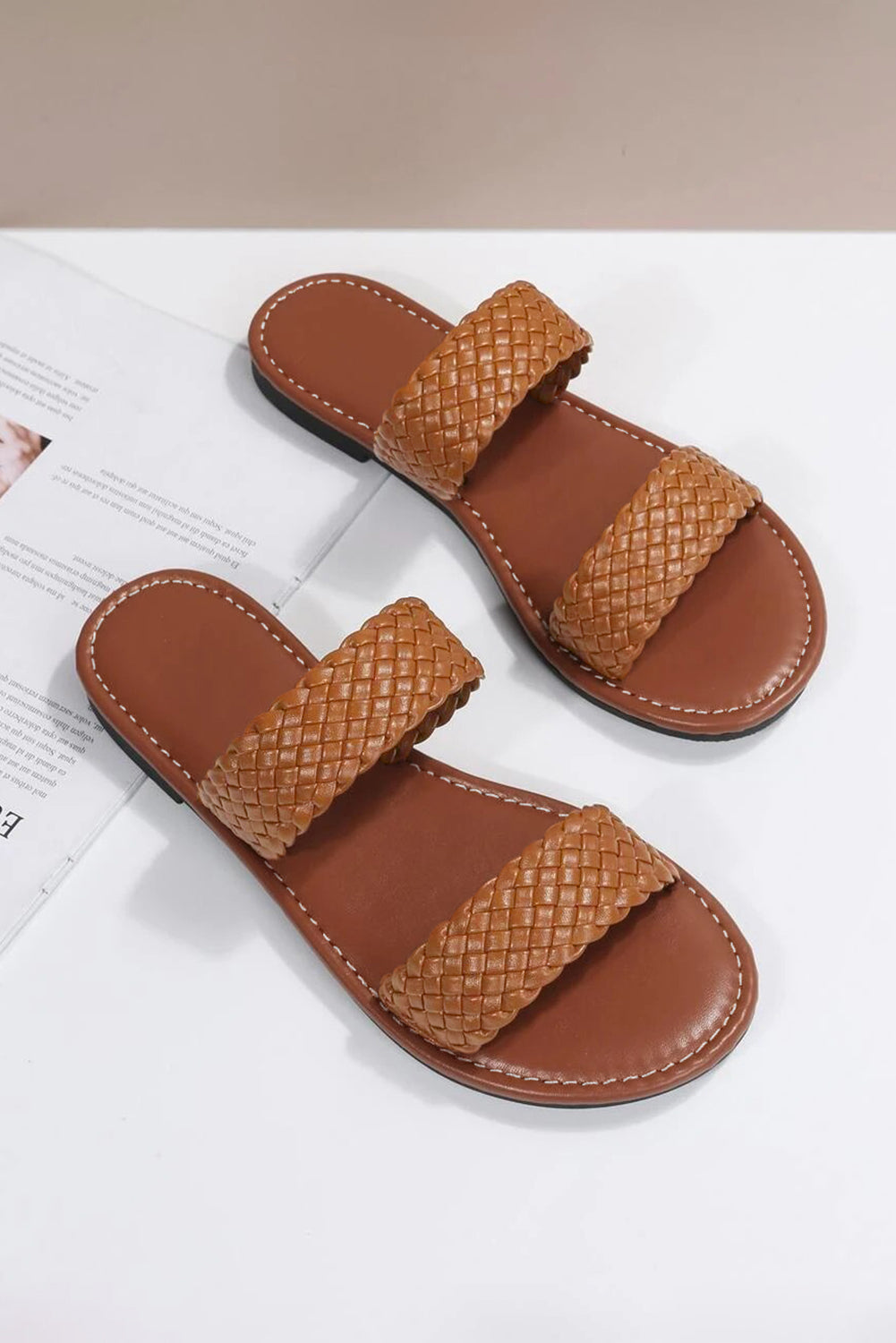 Chestnut Braided Double Band Sandals
