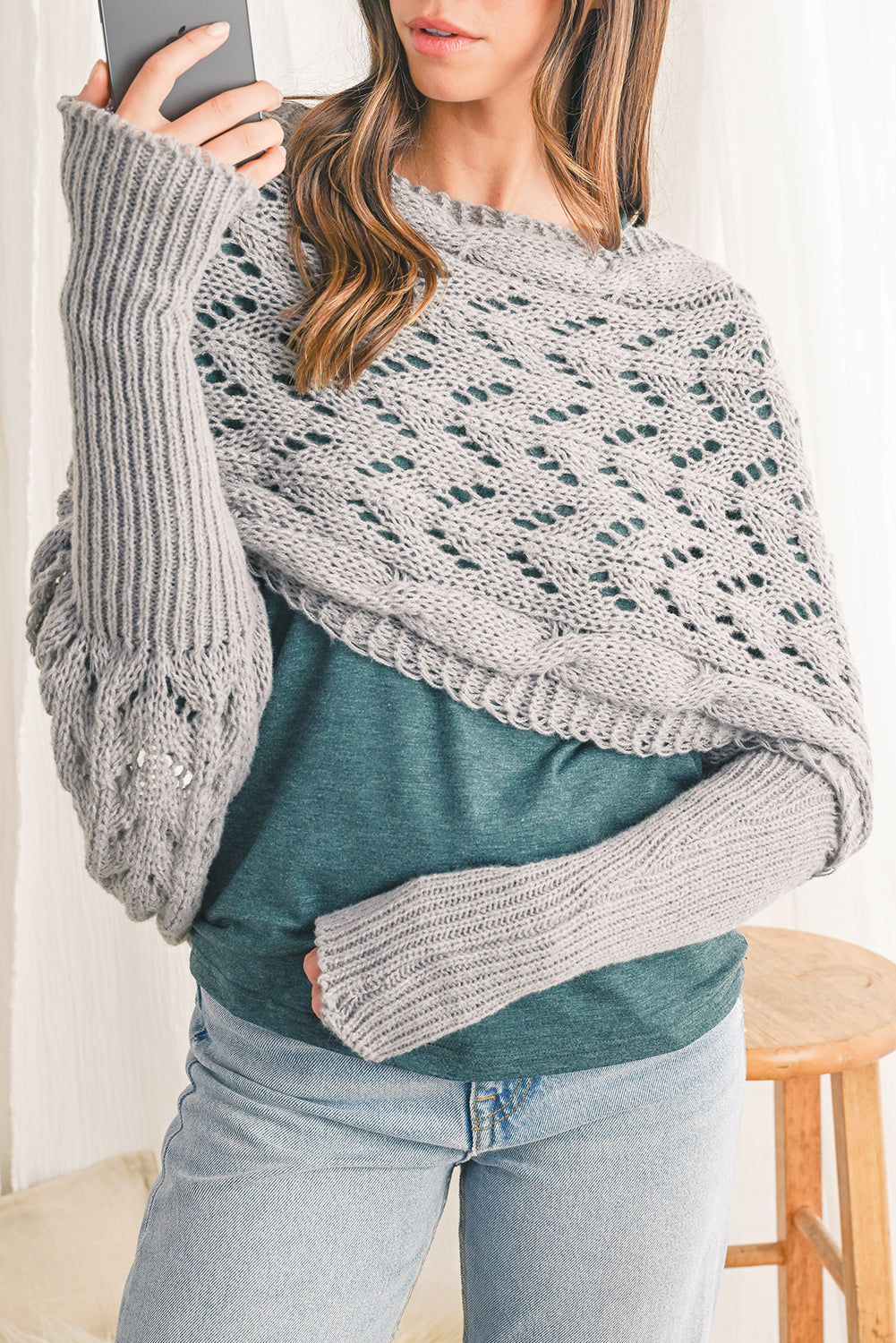 Knit Scarf with Sleeves