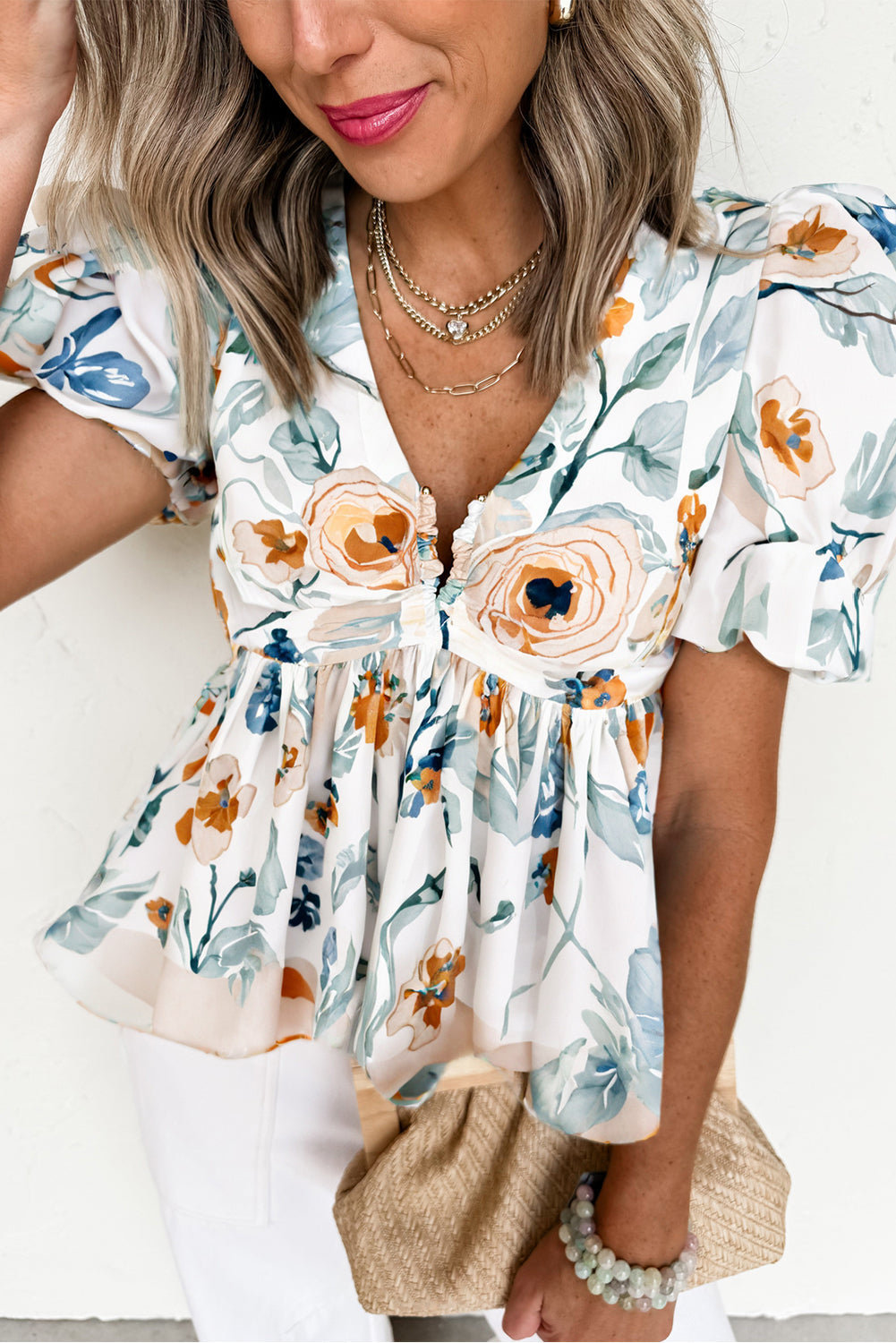 Floral Print Babydoll Blouse