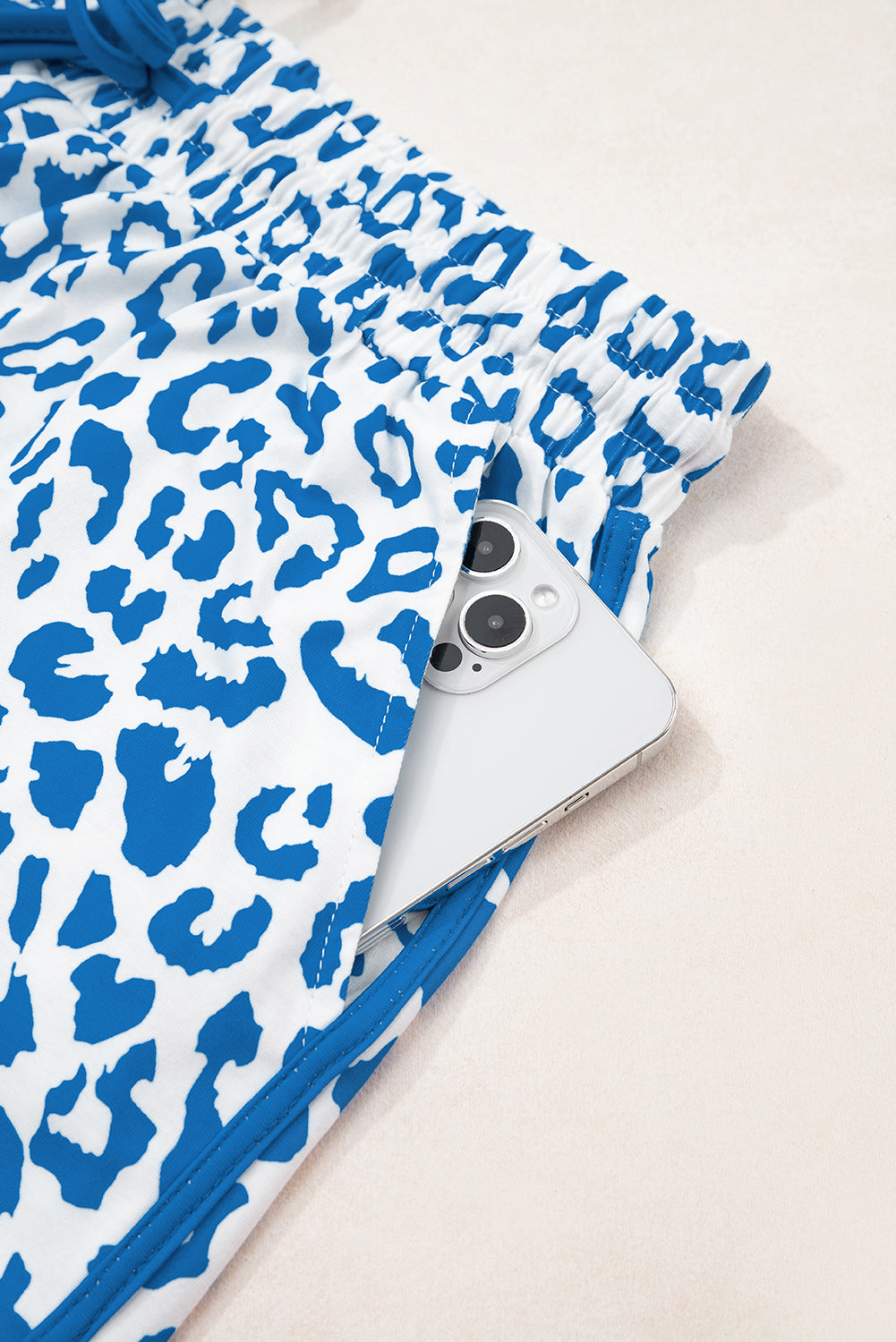 Blue Leopard Casual Shorts