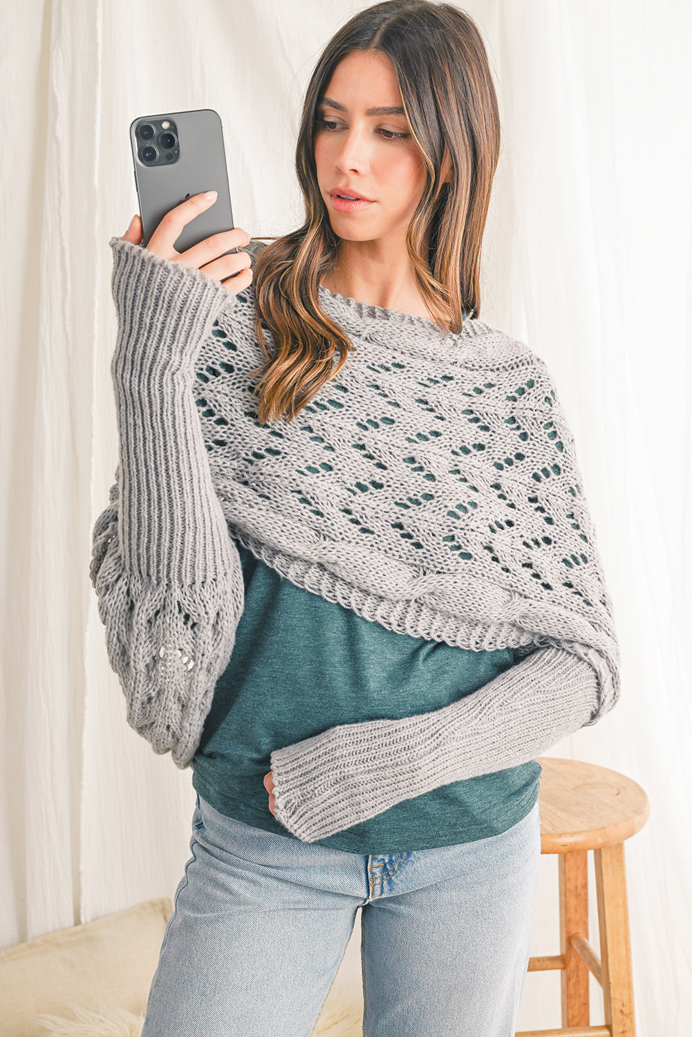 Knit Scarf with Sleeves