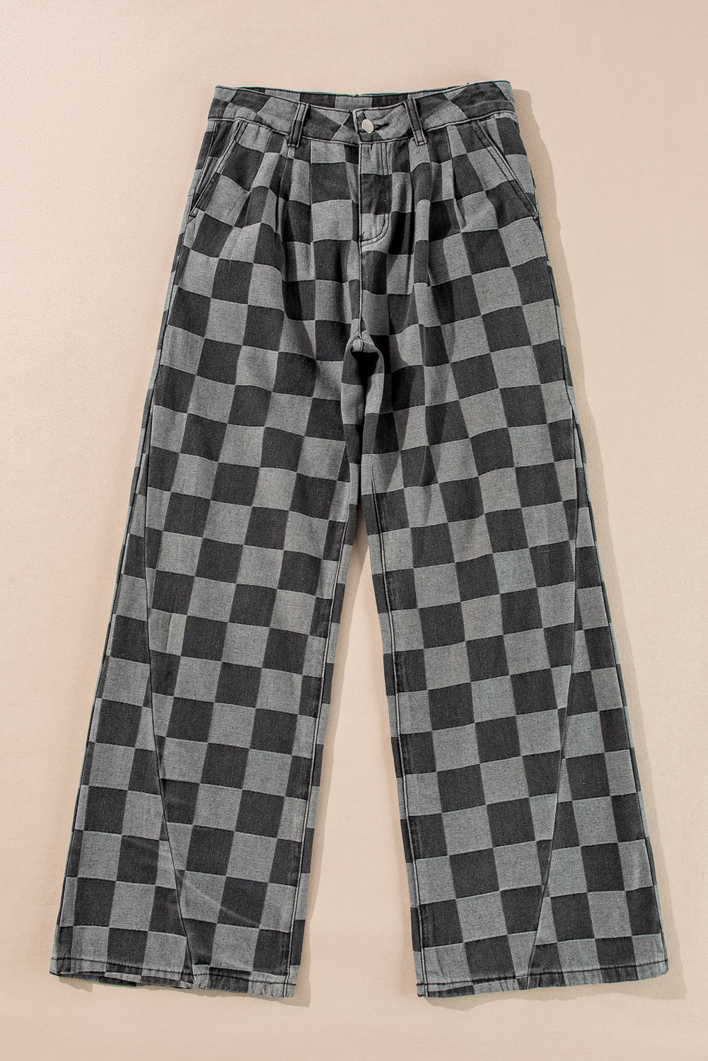Dark Grey Checkered Denim Jeans