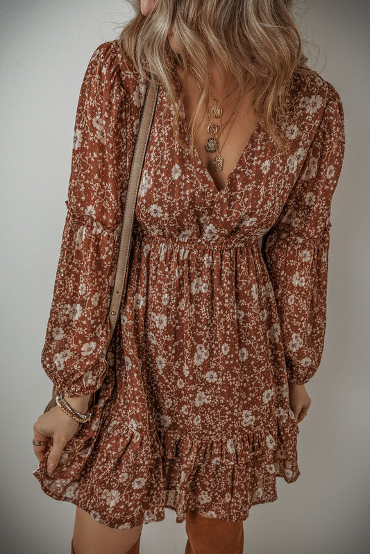 Brown Boho Mini Dress